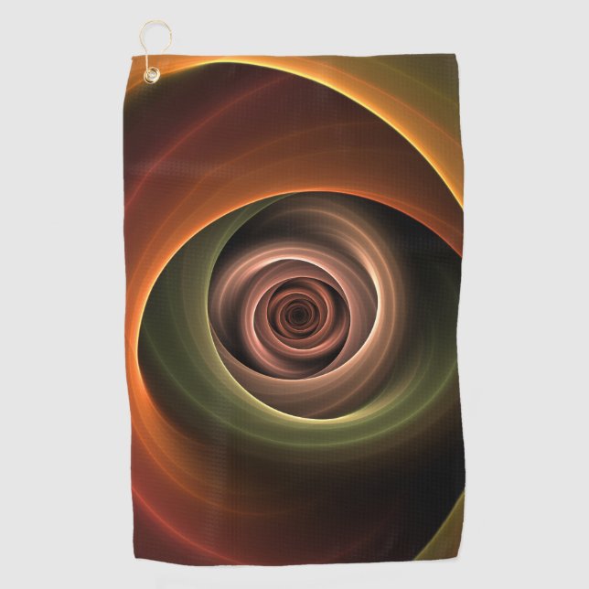 3D Spirale Abstrakt Warme Farben Modernes Fraktal  Golfhandtuch (Vorderseite)