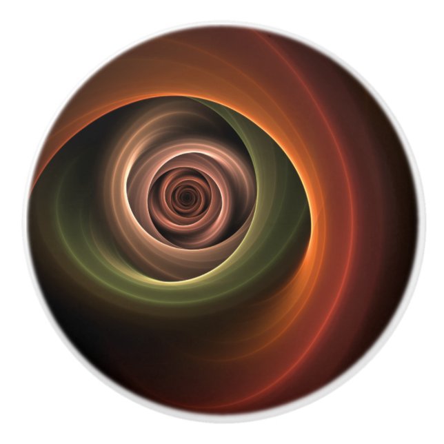 3D Spirale Abstrakt Warme Farben Modernes Fraktal  Keramikknauf (Vorderseite)