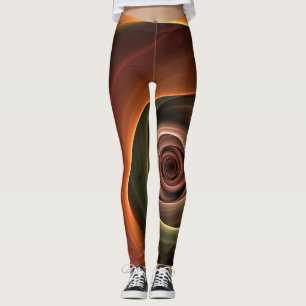 3D Spirale Abstrakt Warme Farben Modernes Fraktal Leggings