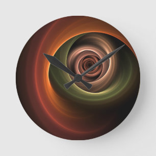 3D Spirale Abstrakt Warme Farben Modernes Fraktal Runde Wanduhr