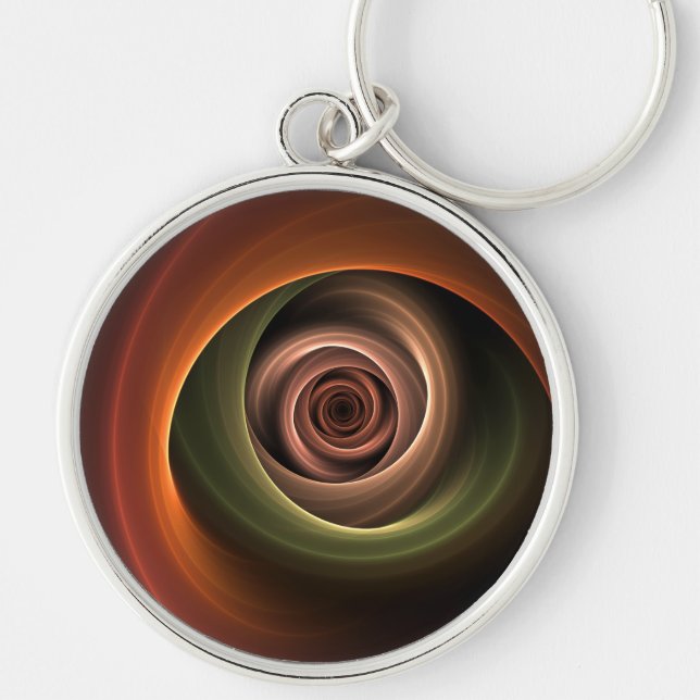 3D Spirale Abstrakt Warme Farben Modernes Fraktal  Schlüsselanhänger (Vorne)