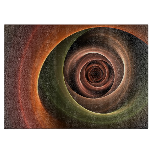3D Spirale Abstrakt Warme Farben Modernes Fraktal  Schneidebrett (Vorderseite)