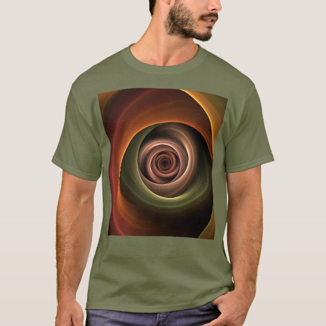 3D Spirale Abstrakt Warme Farben Modernes Fraktal  T-Shirt (Vorderseite)