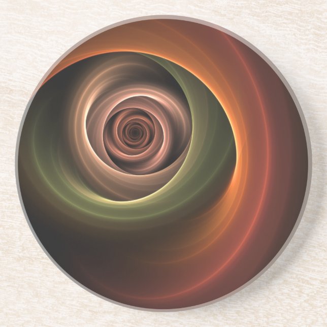 3D-Spirale Abstrakte Warme Farben Moderne Fraktal- Getränkeuntersetzer (Vorne)