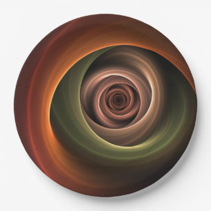 3D-Spirale Abstrakte Warme Farben Moderne Fraktal- Pappteller
