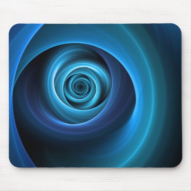 3D-Spirale Blaue Farben Moderne Abstrakte Fractal- Mousepad (Vorne)