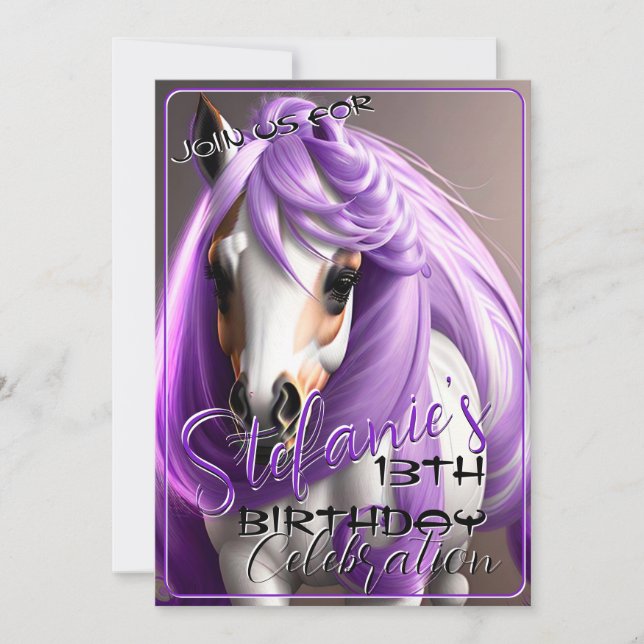 3D Spirit Pony 38 Einladung zum Geburtstag (Vorderseite)