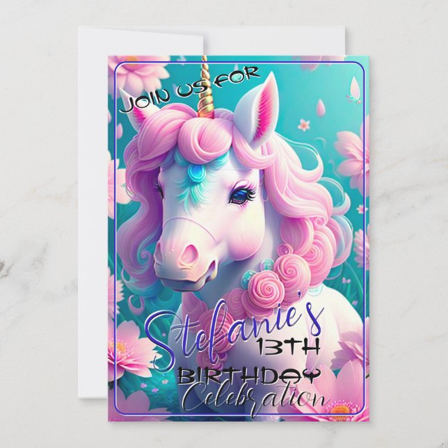 3D Spirit Pony 40 Einladung zum Geburtstag (Vorderseite)