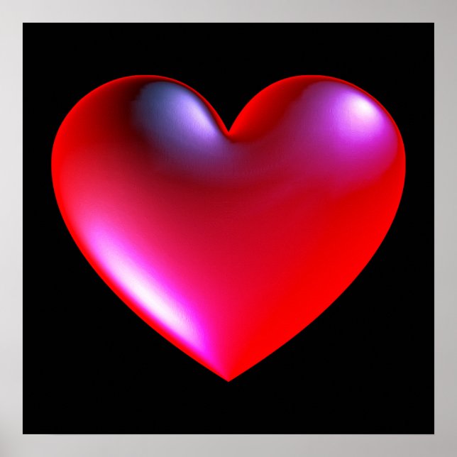 3D Style Herzsymbol Red Poster (Vorne)