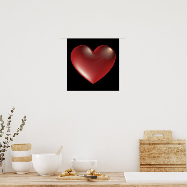 3D Style Herzsymbol Red Poster (Küche)