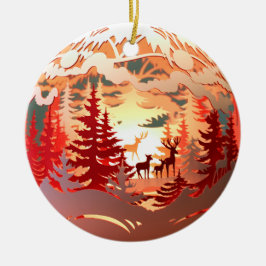 3D Style Hirsche im Wald Land Weihnachtsfeiertag Keramik Ornament