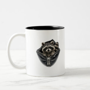 3D Süßer Waschbär In Tasche Zweifarben-Kaffeetasse Zweifarbige Tasse