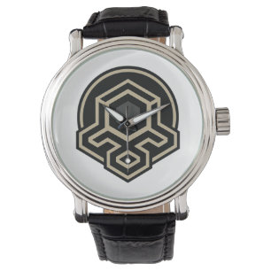 3D symmetrische fortschrittliche Kunst Herrenleder Armbanduhr