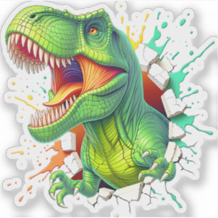 3D T-Rex Dinosaur Wand Smash Jungen T-Shirt Aufkleber