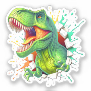 3D T-Rex Dinosaur Wand Smash Jungen T-Shirt Aufkleber