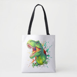 3D T-Rex Dinosaur Wand Smash Jungen T-Shirt Tasche