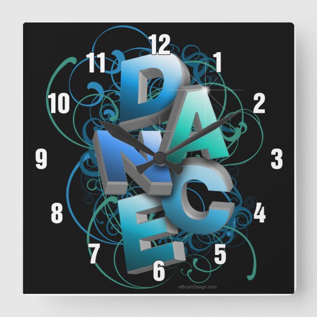 3D-Tanz (Frühjahr) Quadratische Wanduhr (Vorderseite)