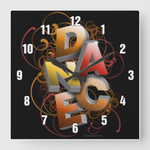 3D-Tanz (Rückgang) Quadratische Wanduhr