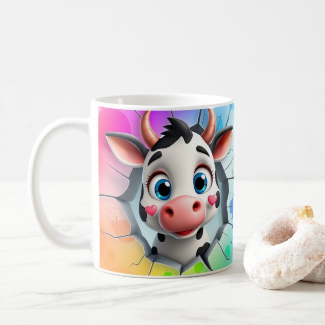 3D-Tasse, 3D-Kuh-Tasse Kaffeetasse (Mit Donut)