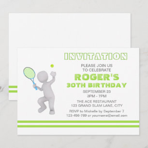 3D Tennis Player Tennis Racket Ball Personalisiert Einladung