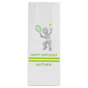 3D Tennis Player Tennis Racket Ball Personalisiert Geschenktüte Für Weinflaschen