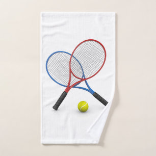 3D-Tennisschläger, blau und rot, Kugelschreiber Handtuch