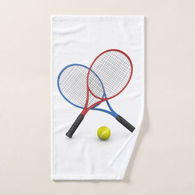 3D-Tennisschläger, blau und rot, Kugelschreiber Handtuch (Handtuch)