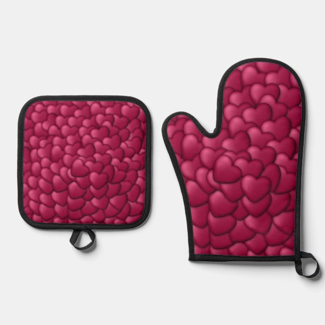 3D-Textur rotes Muster-32322 Ofenhandschuh & Topflappen-Set (Vorderseite)