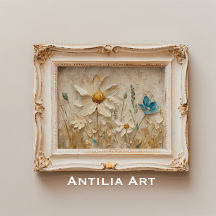 3D Texturierte Wildblumen Malen von Frühlingsblume Poster