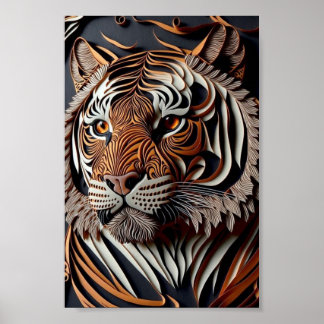 3D TIGER WALL ART POSTER