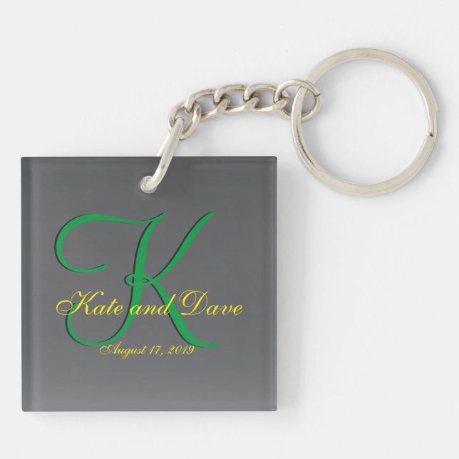 3d Titane Monogramme Date Texte jaune (Dos)