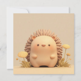 3D-Ton-Stachelschwein in Gelbem Blumenfeld - Postk