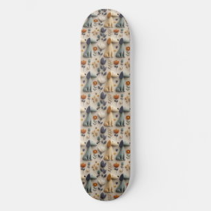 3D-Tonstil-Muster mit süßen Hunden Skateboard