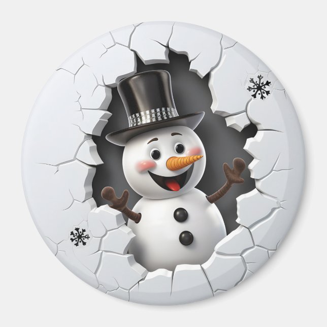 3D Top Hat Snowman Magnet (Vorne)