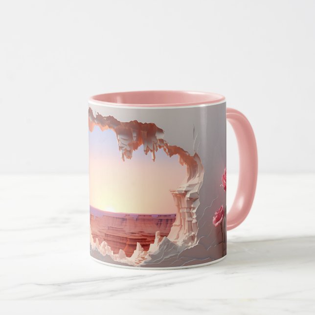 3D Torn Wall Canyon Sunset Tasse (VorderseiteRechts)