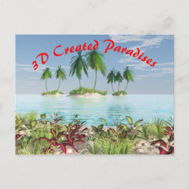 3D Tropical Sandy Beach Palm Tree Islands Postkarte