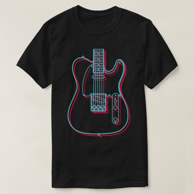 3D TStyle Electric Gitarre Body Kontur T-Shirt (Design vorne)