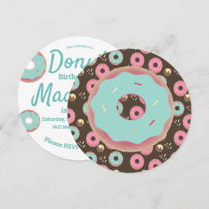 3D Türkis- und Rosa-Donut-Sprinkle-Mix rund Einladung