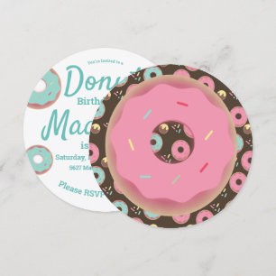 3D Türkis- und Rosa-Donut-Sprinkle-Mix rund Einladung