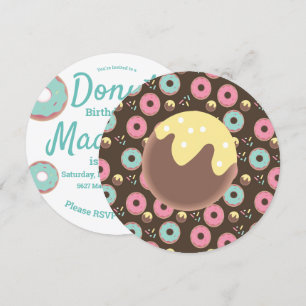 3D Türkis- und Rosa-Sprinkle-Mix-Runde Donut-Löche Einladung