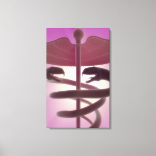 3d übertrug medizinischen Caduceus Leinwanddruck