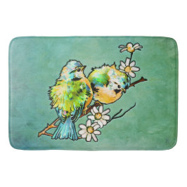 3D- und AquarellIllusion eines Paars von Chickadee Badematte
