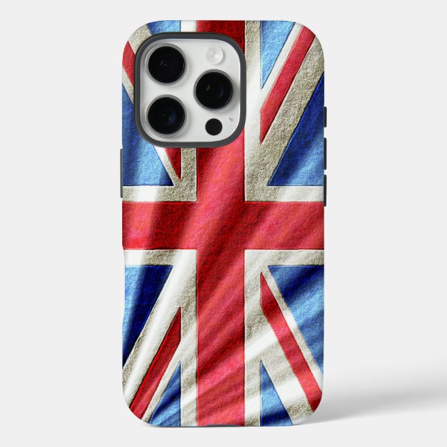3D-Union-Flagge/Jack-Design iPhone 16 Pro Hülle (Rückseite)