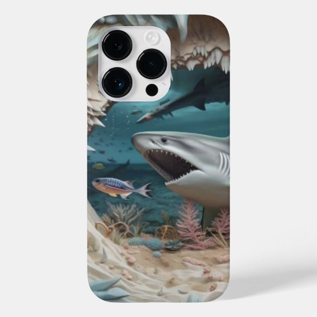 3D Unterwasserhai Case-Mate iPhone 14 Pro Hülle (Rückseite)