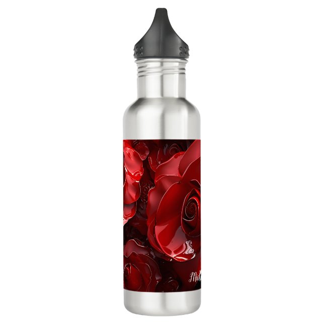 3D Valentine-Rote Rosen Edelstahlflasche (Links)