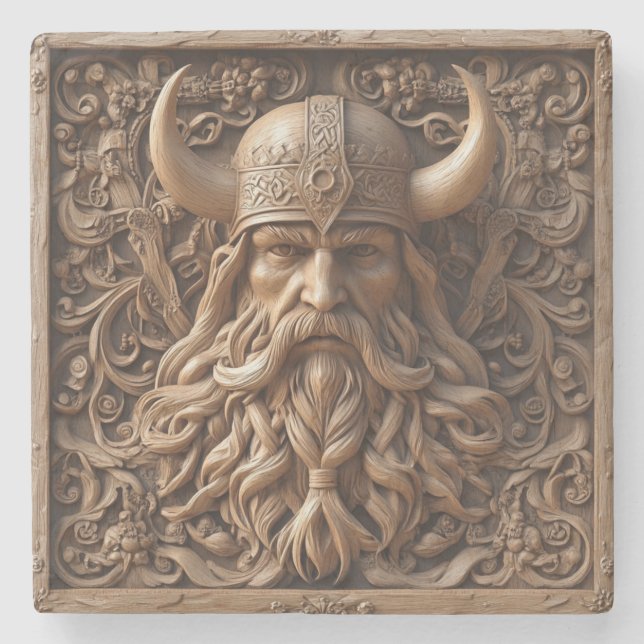 3D-Viking-Untersetzer Steinuntersetzer (Vorderseite)