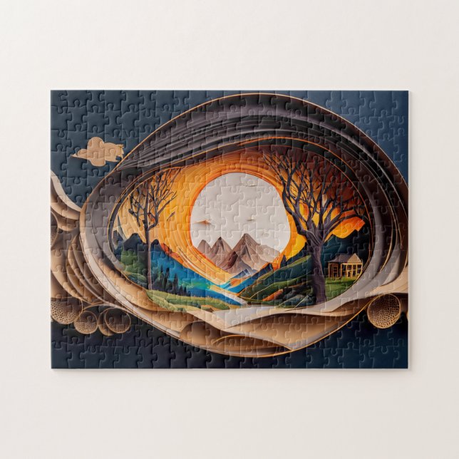 3D Visuelle Gebirge Kunst Autostereoskopie Papier  (Horizontal)