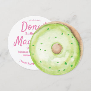 3D-Wasserfarbe Grüner Donut Streusel-Mix rund Einladung