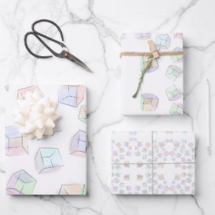 3D-Wasserfarben-Würfel-Geschenkpapier modernes Abs Geschenkpapier Set