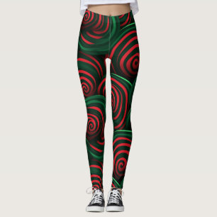 3D Weihnachten, Rot und Grün Leggings